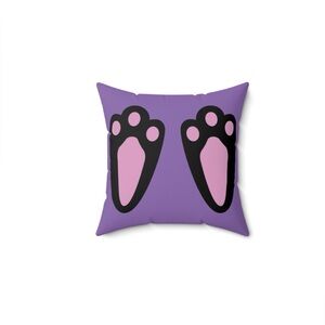 Soft and adorable purple and pink bunny feet design square pillow size 14" × 14"